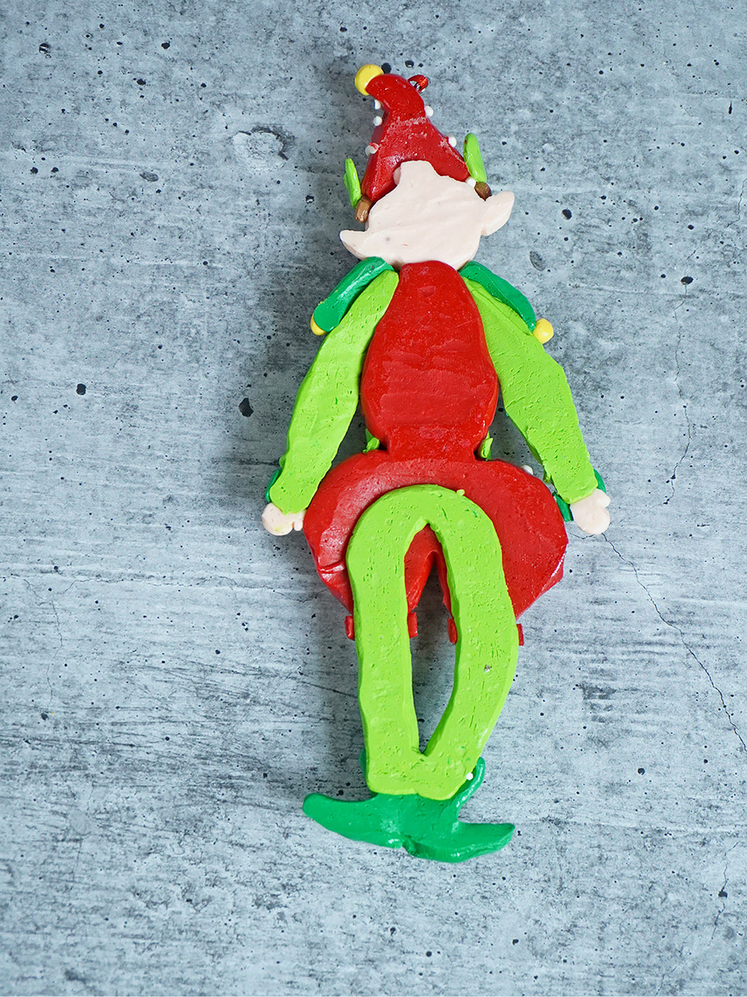 Little Surprise Box, Handmade clay Naughty elf Christmas tree ornament