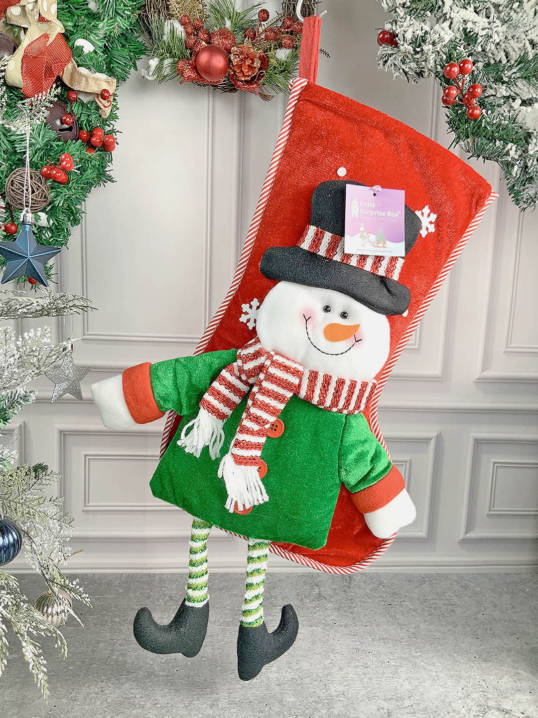 Little Surprise Box, Velvet Glitter Christmas Stocking for Gifts and Christmas Décor, 16 inches