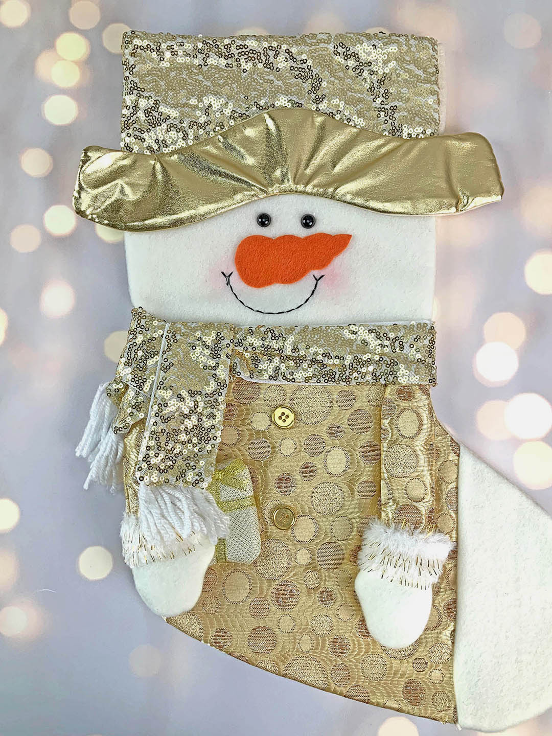 Little Surprise Box, Golden Christmas Stocking for Gifts and Christmas Décor-16 inches