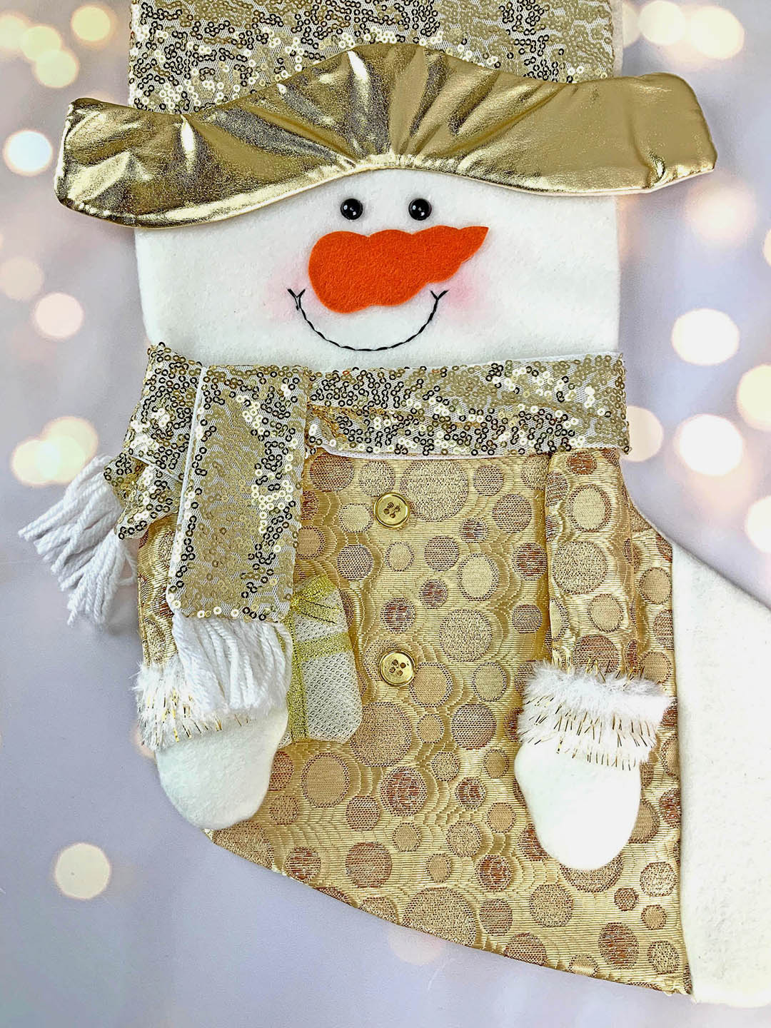 Little Surprise Box, Golden Christmas Stocking for Gifts and Christmas Décor-16 inches