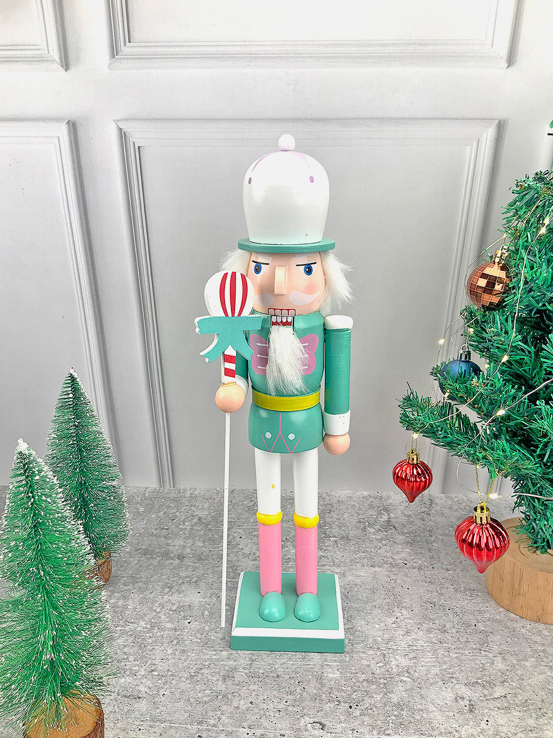 Little Surprise Box 15 inch Wooden Pastel Nutcracker self standing Christmas Table Decor