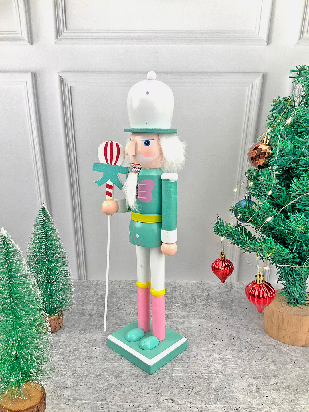 Little Surprise Box 15 inch Wooden Pastel Nutcracker self standing Christmas Table Decor