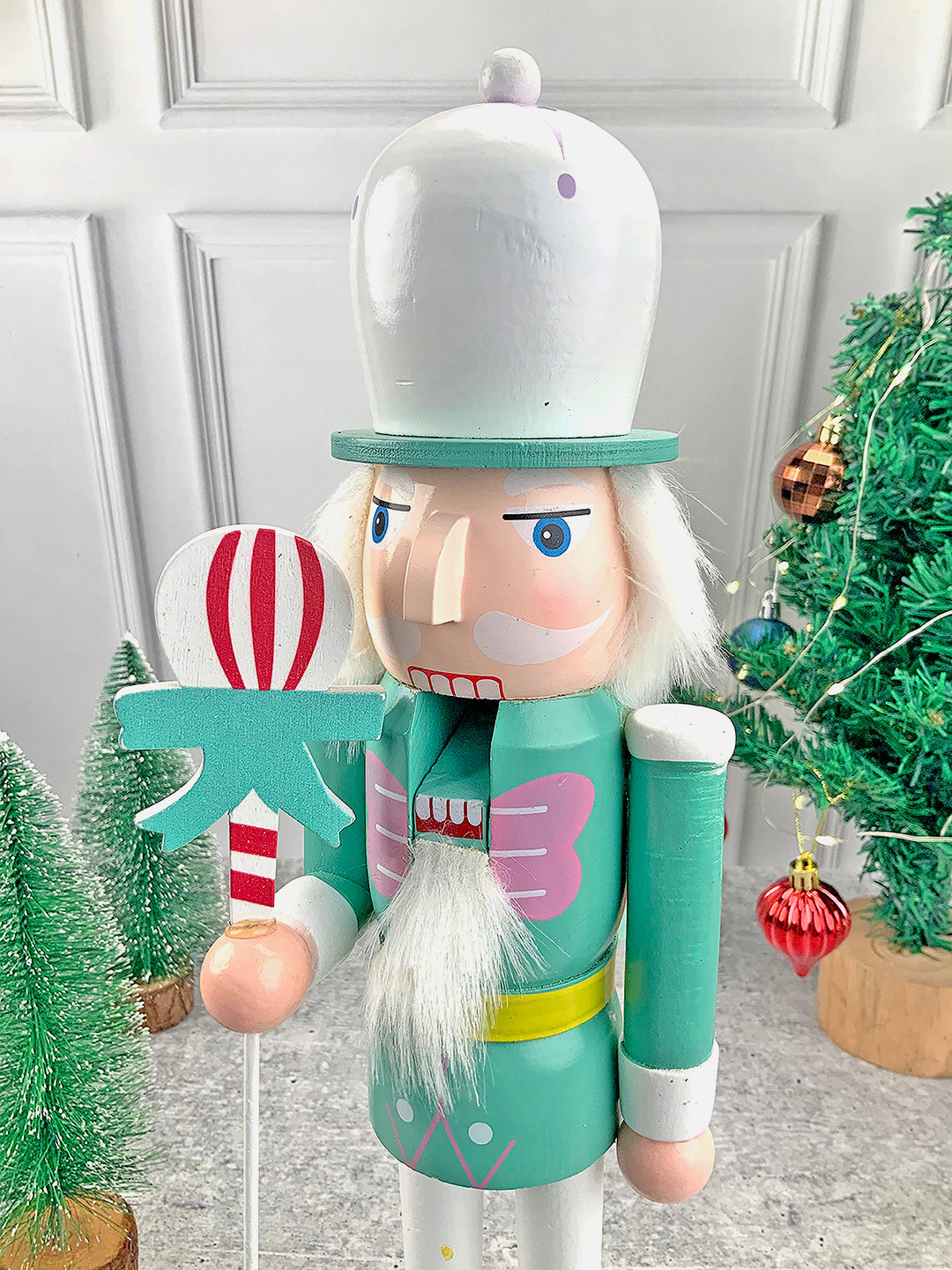 Little Surprise Box 15 inch Wooden Pastel Nutcracker self standing Christmas Table Decor