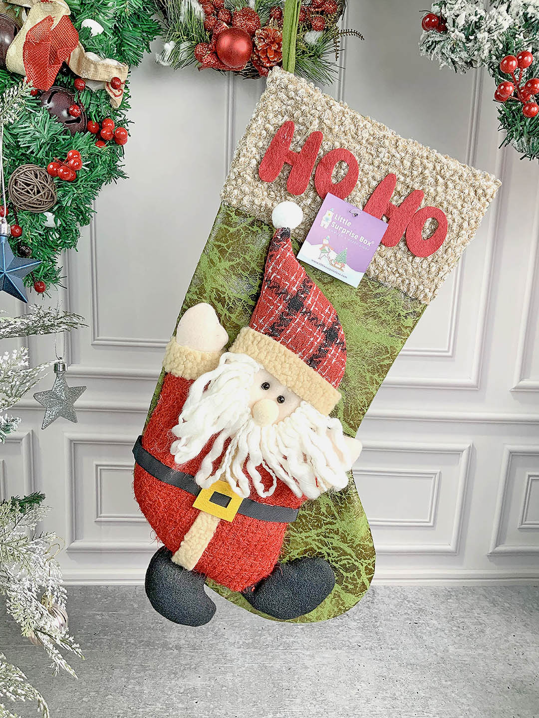 Little Surprise Box, Lettering Christmas Stocking for Gifts and Christmas Décor-18 inches