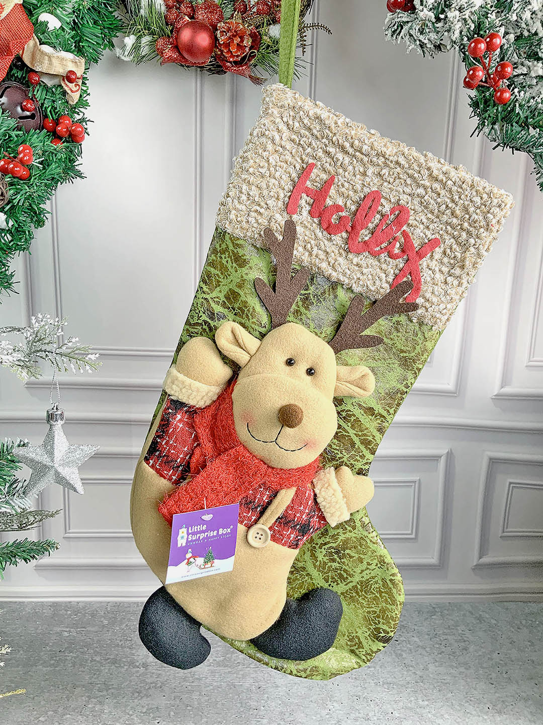 Little Surprise Box, Lettering Christmas Stocking for Gifts and Christmas Décor-18 inches