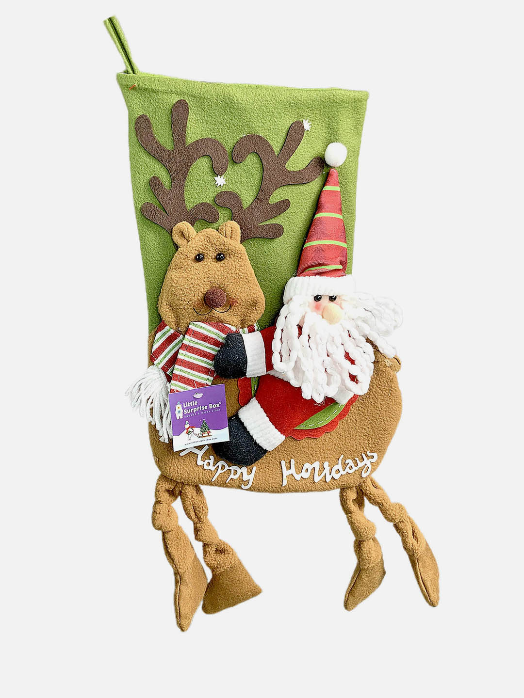 Little Surprise Box, Long Hanging Knot Legs Christmas Stocking for Gifts and Christmas Décor-16 inches