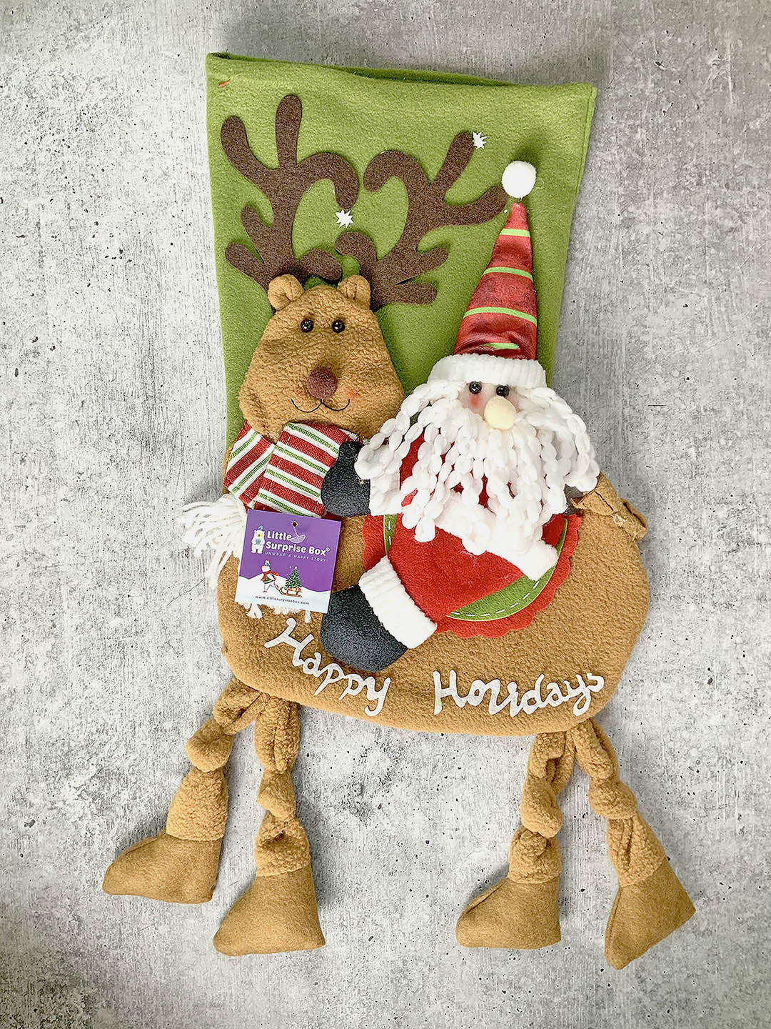 Little Surprise Box, Long Hanging Knot Legs Christmas Stocking for Gifts and Christmas Décor-16 inches