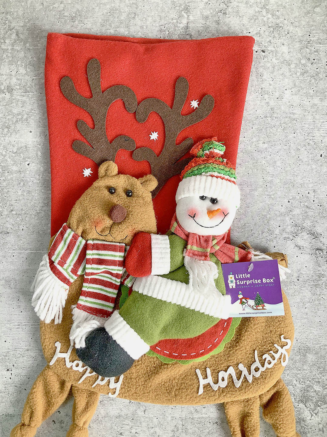 Little Surprise Box, Long Hanging Knot Legs Christmas Stocking for Gifts and Christmas Décor-16 inches