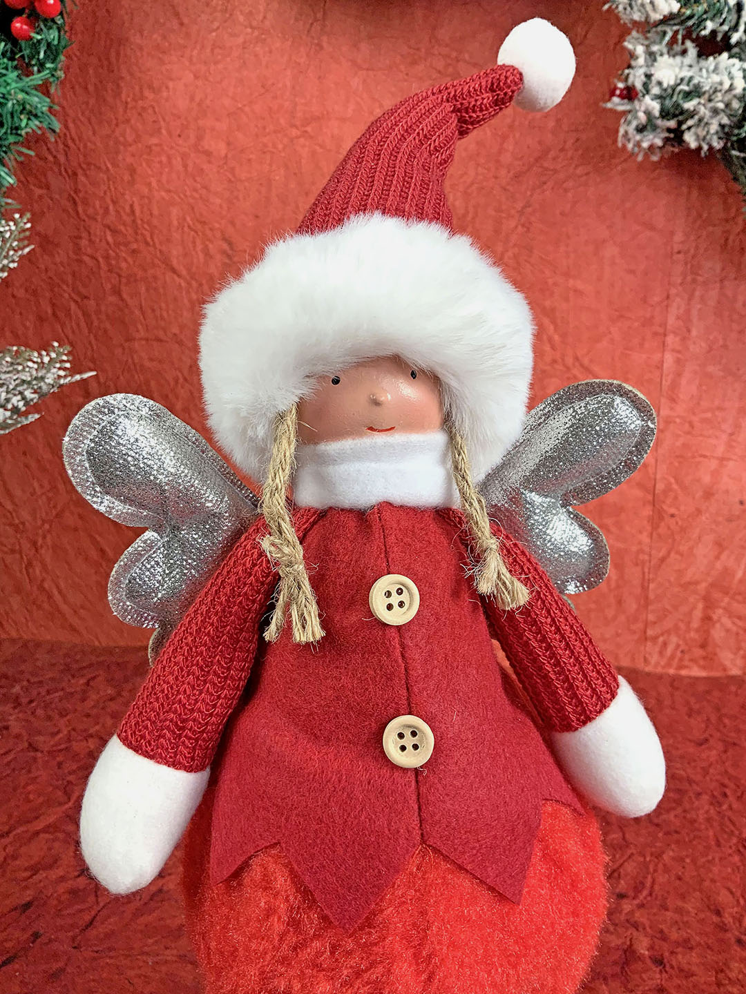 Little Surprise Box Christmas Angel with Glitter Silver Wings self standing Christmas Décor 16 inches