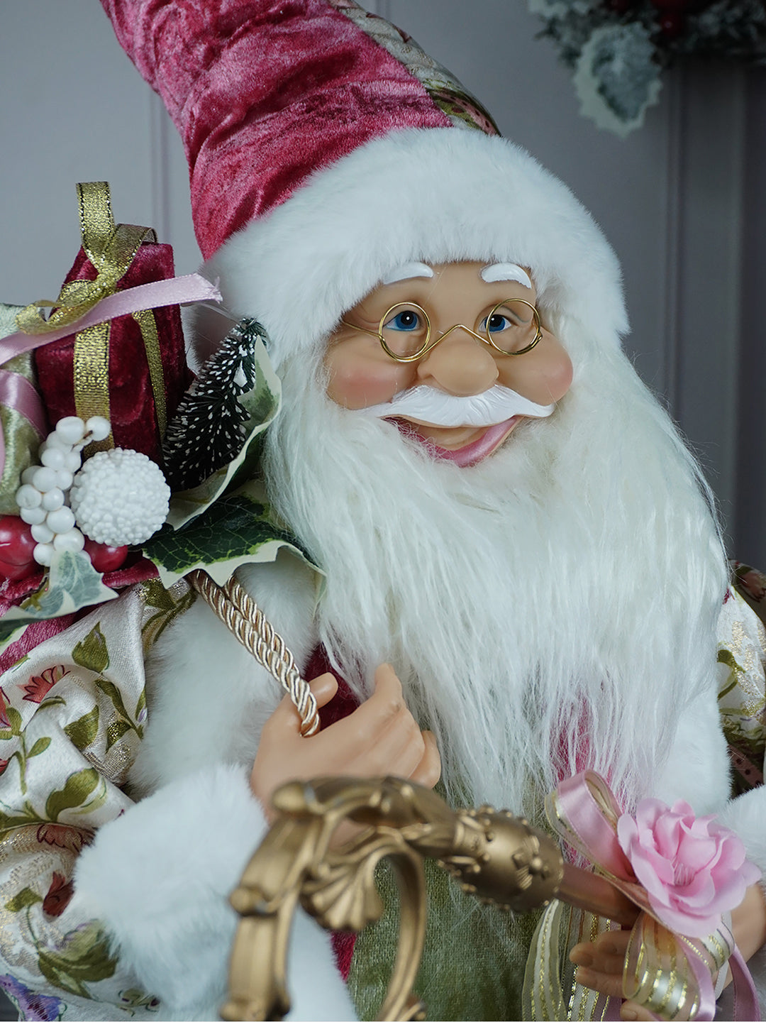 Little Surprise Box, 34inches Pastel Pink & Mint Green Santa Claus, Self Standing Christmas Décor