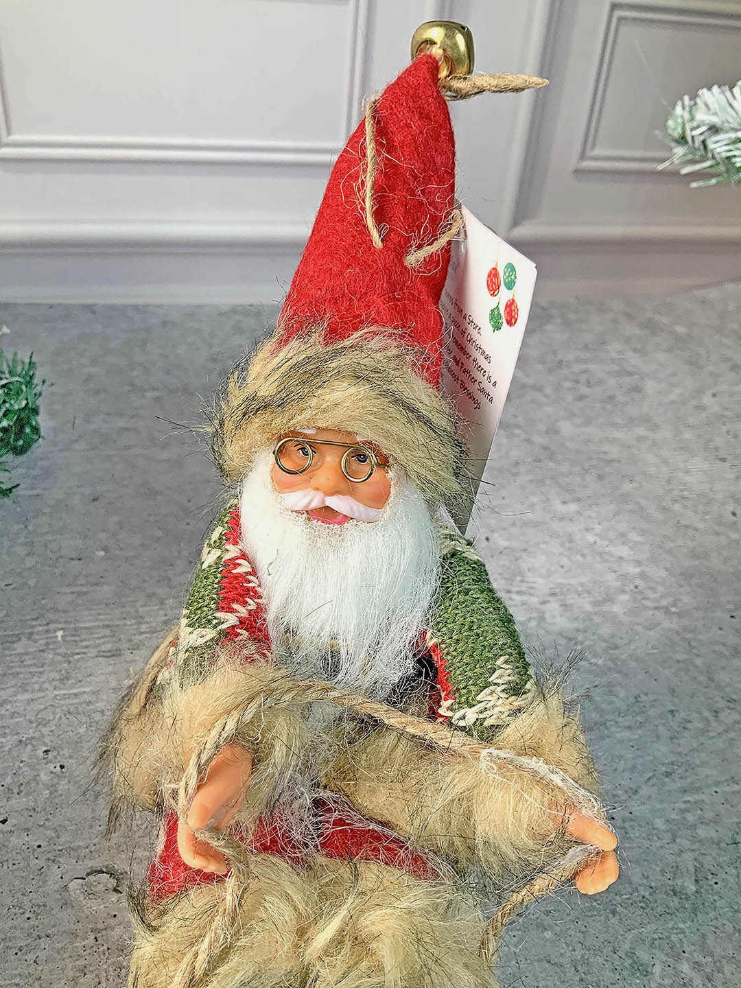 Little Surprise Box Green Red Sitting Sledge Santa Christmas Table Décor & Christmas ornaments