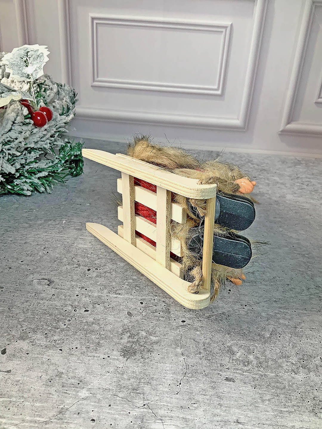 Little Surprise Box Green Red Sitting Sledge Santa Christmas Table Décor & Christmas ornaments