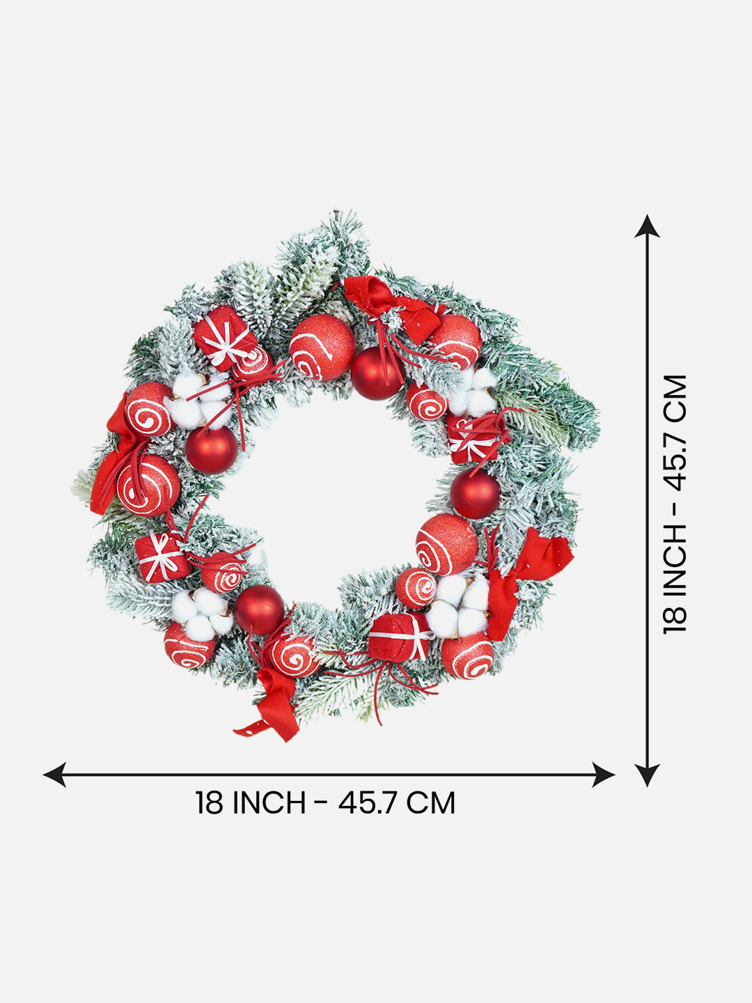 Little Surprise Box Swirl artificial Bushy Christmas Wreath for wall Door & Tree Christmas Décor 18 inches