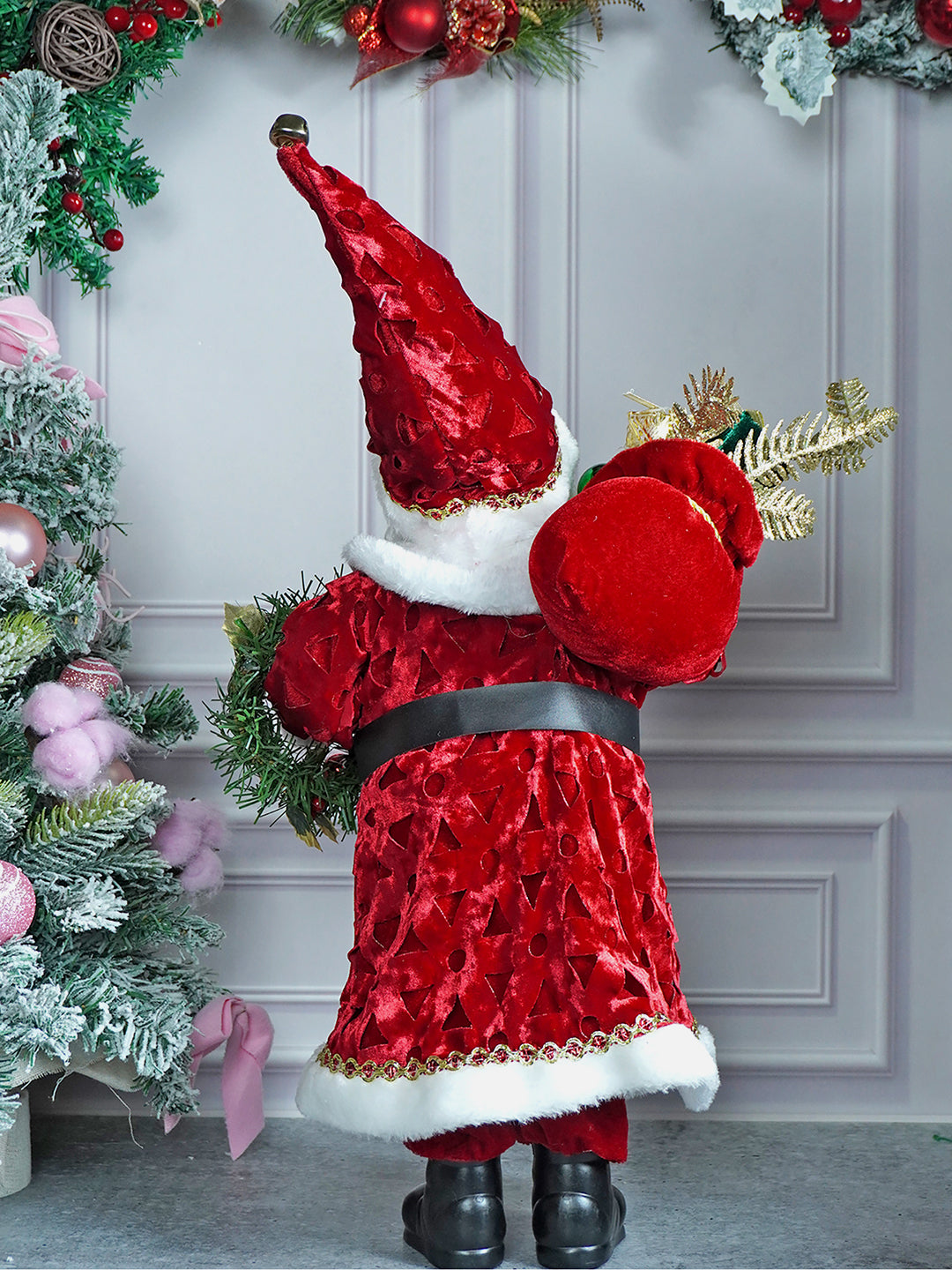 Little Surprise Box, 25 inches Red Velevet Robe Santa Claus, Self Standing Christmas Décor