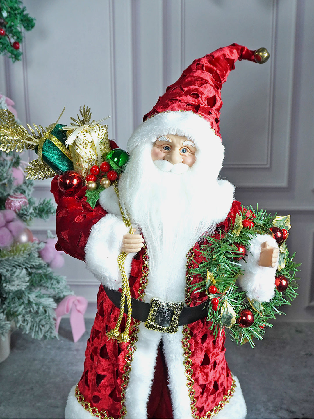 Little Surprise Box, 25 inches Red Velevet Robe Santa Claus, Self Standing Christmas Décor