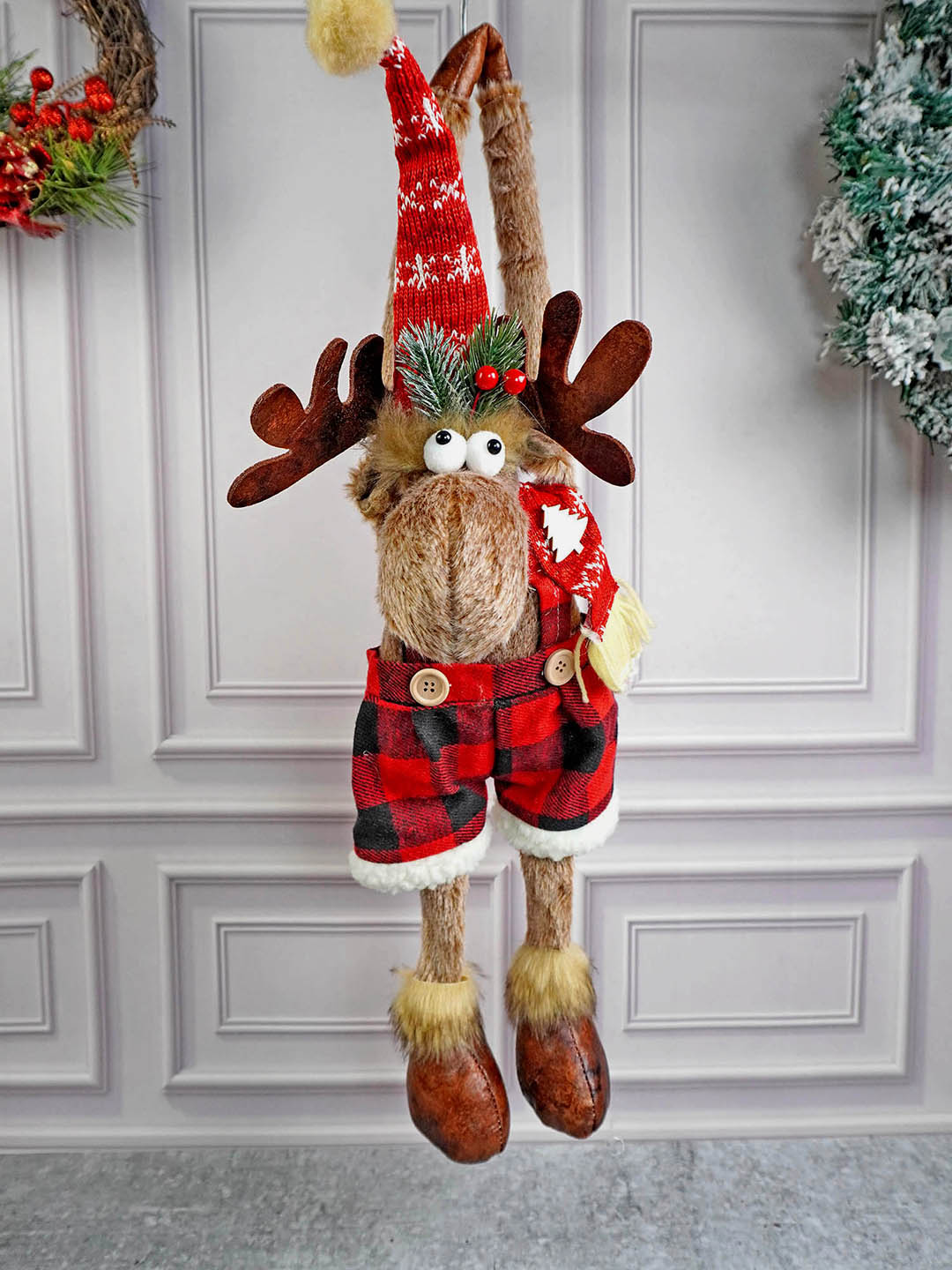 Little Surprise Box Striped Frock Reindeer Christmas Festive Door Hanger Christmas décor