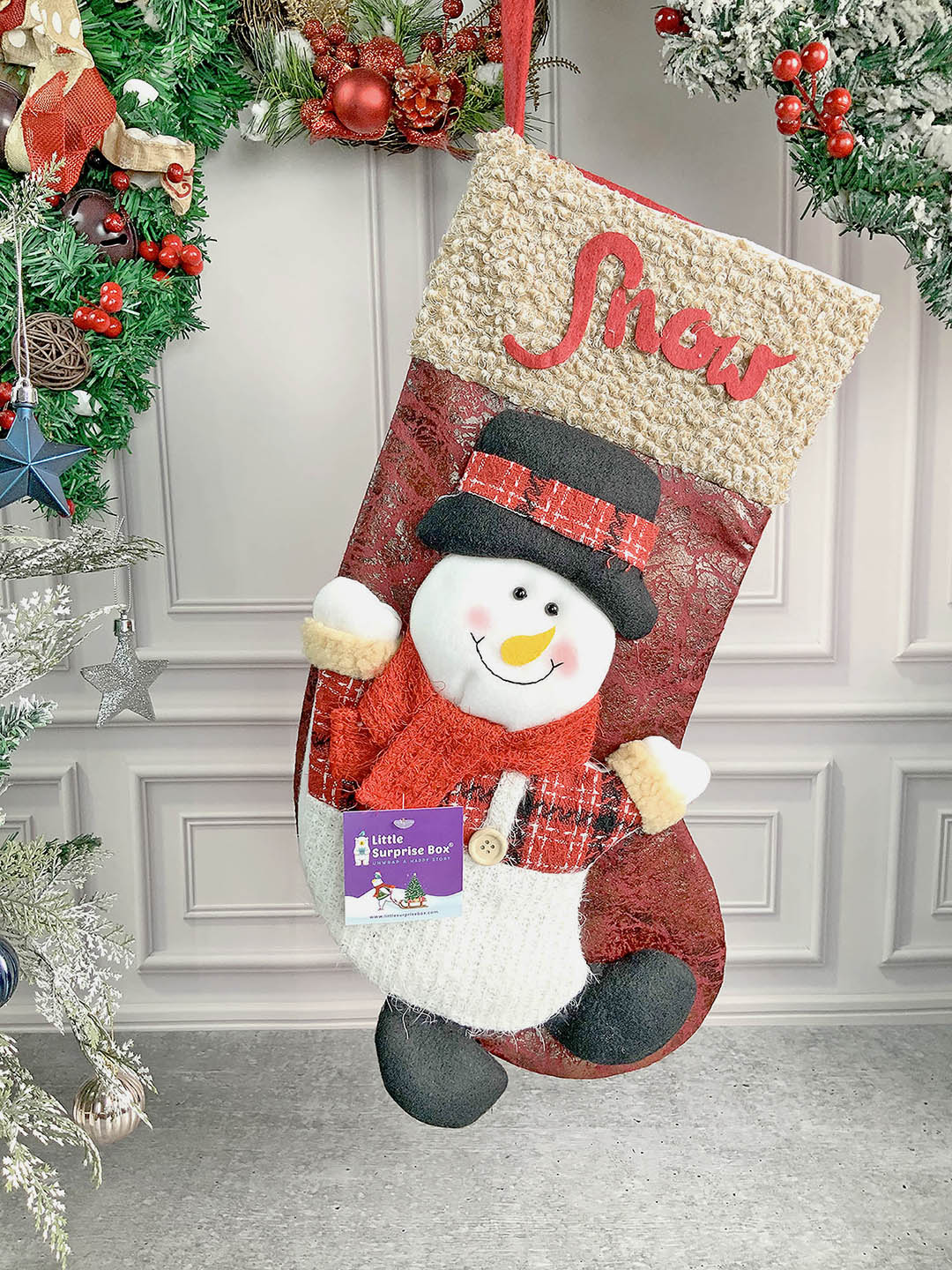 Little Surprise Box, Lettering Christmas Stocking for Gifts and Christmas Décor-18 inches