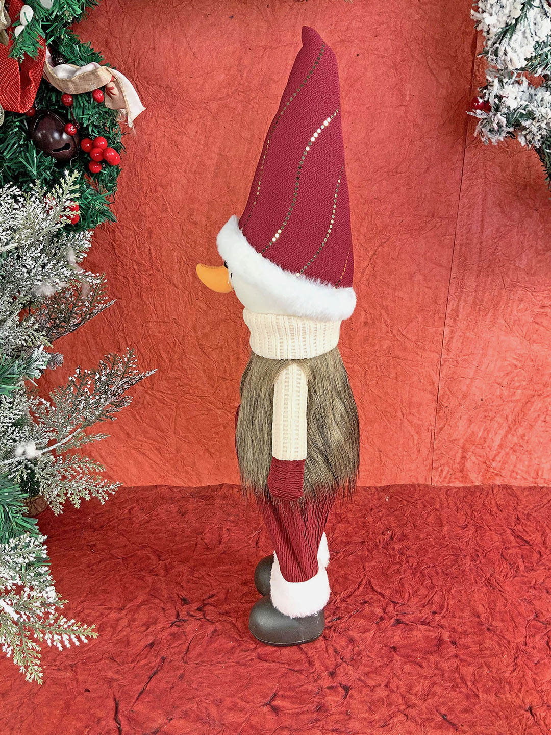 Little Surprise Box 24 inches Cream Maroon Gold self Standing Santa Christmas Table Décor