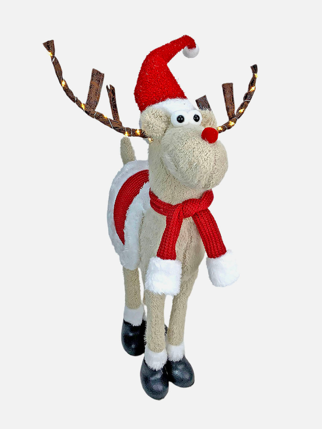 Little Surprise Box LED Light Horns 26 inches Standing Rudolf Christmas Plush Table Décor