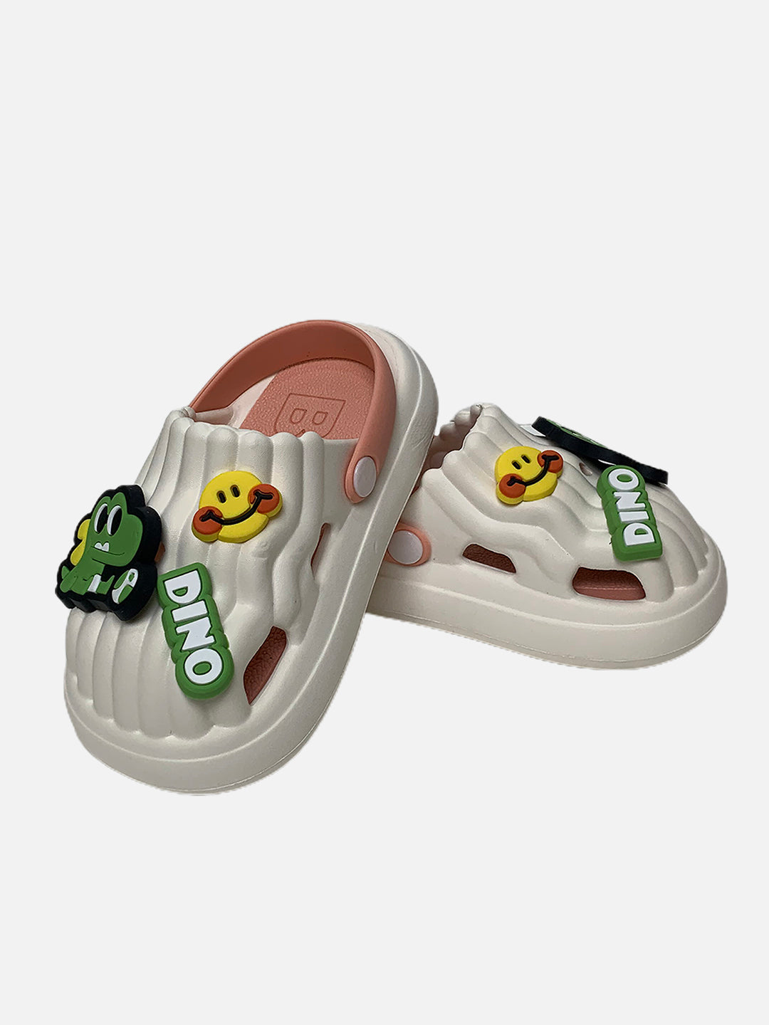 Little Surprise Box White Smilie Dino Slip on Clogs Footwear for Toddlers & Kids