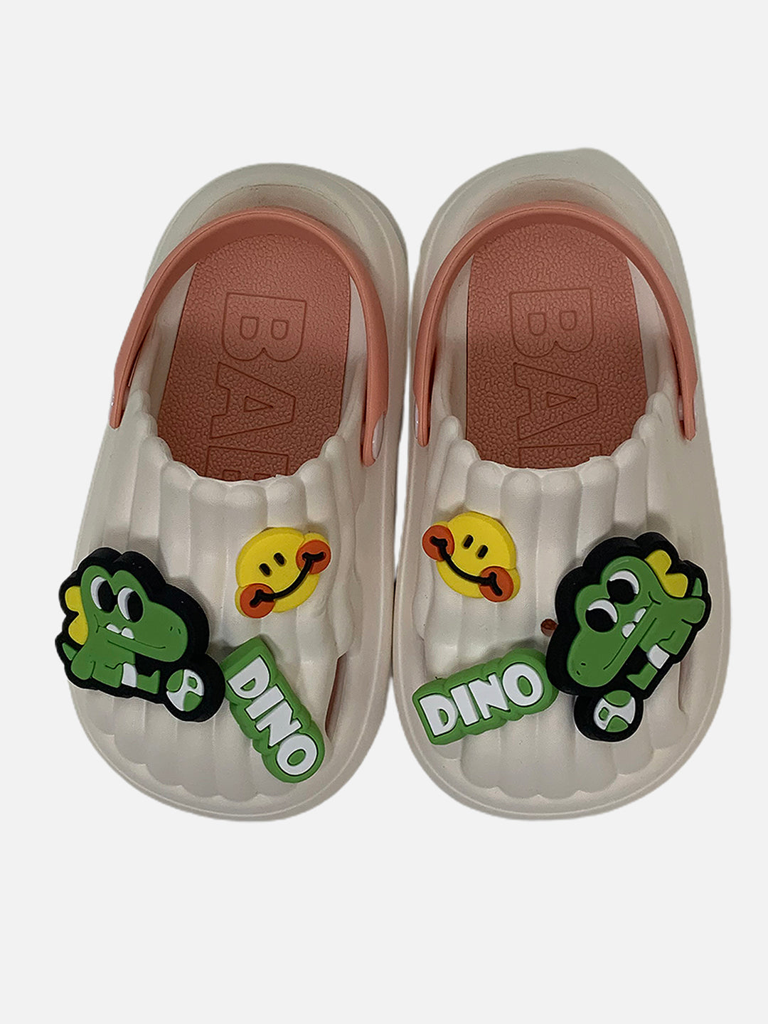 Little Surprise Box White Smilie Dino Slip on Clogs Footwear for Toddlers & Kids