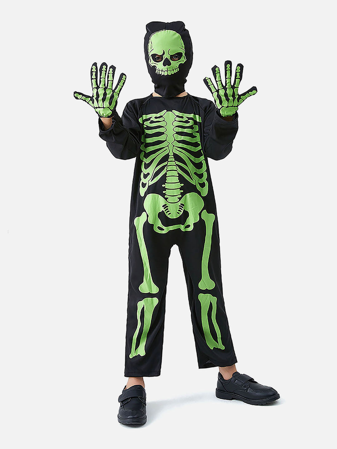 Little Surprise Box Black Green Luminious Skeleton Kids Halloween Costume Dress Up