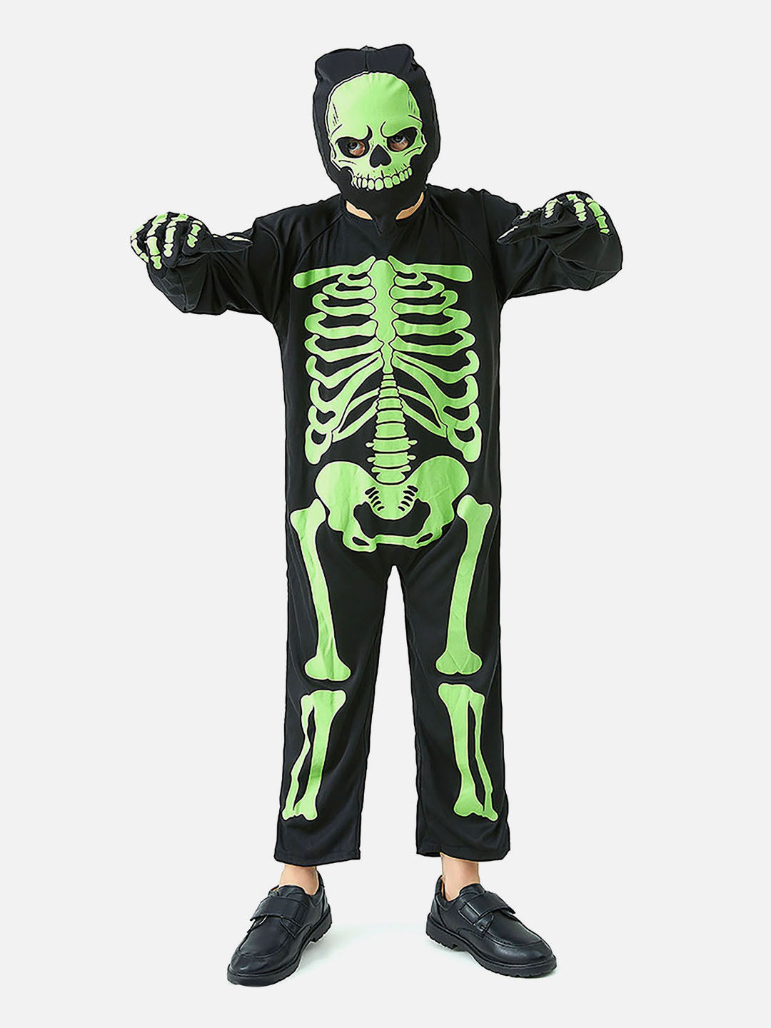 Little Surprise Box Black Green Luminious Skeleton Kids Halloween Costume Dress Up