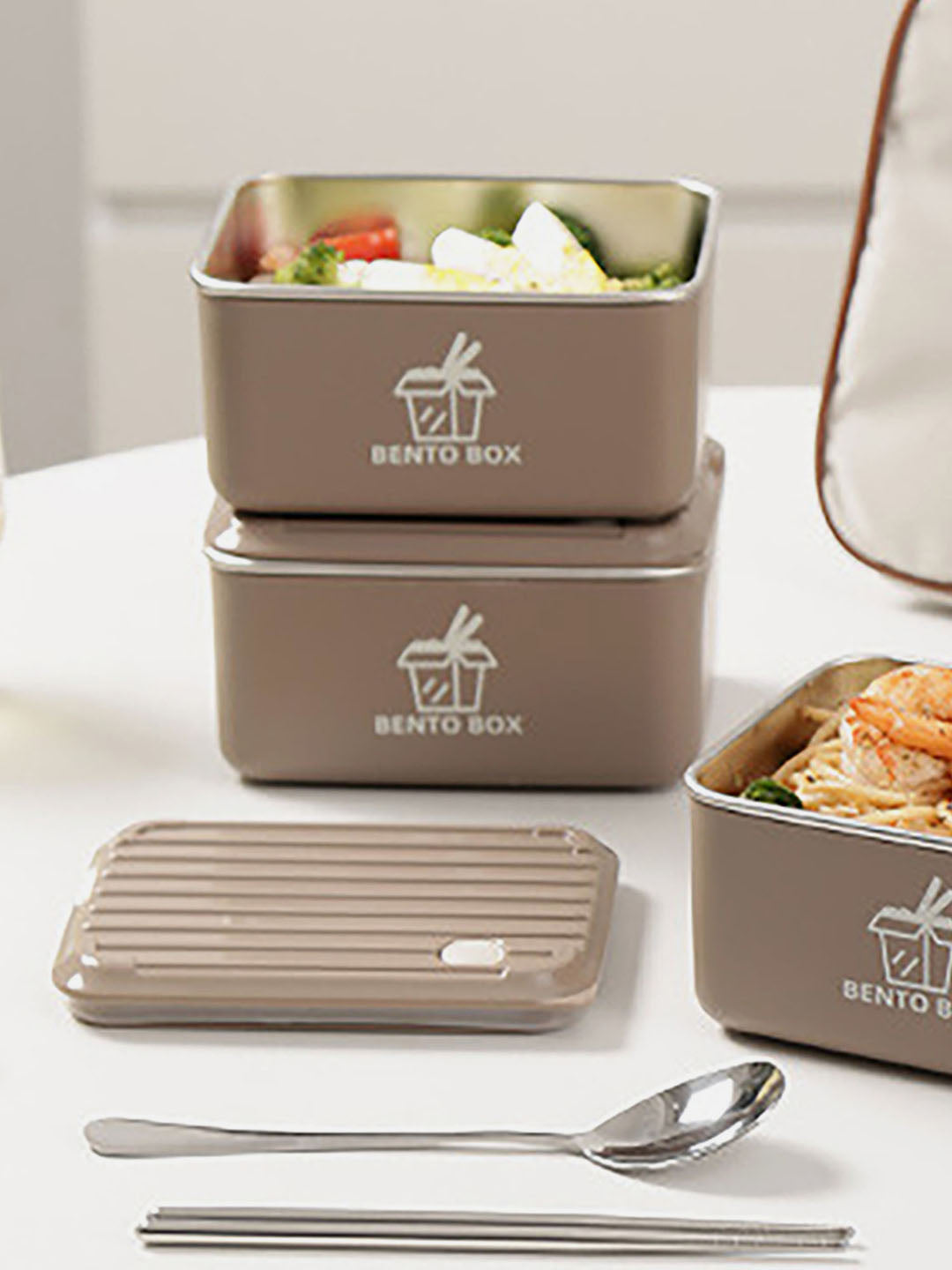 Little Surprise Box 3pcs Bento Stainless Steel Lunch Box Container set with insulated Matching lunch Bag