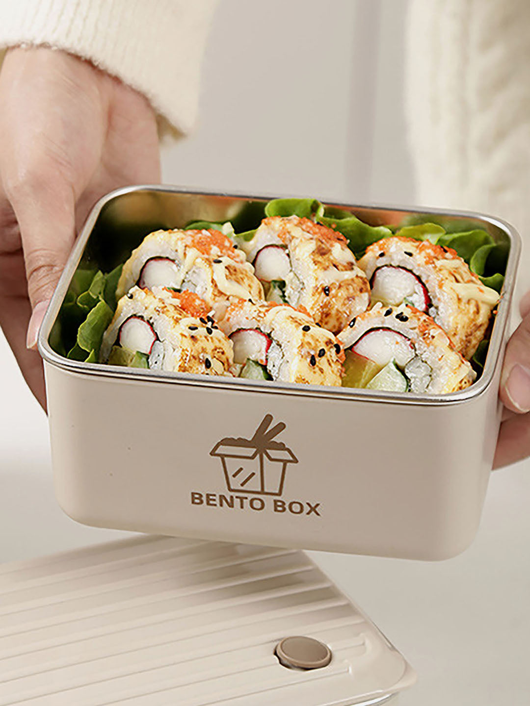 Little Surprise Box Cream 2pcs Bento Stainless Steel Lunch Box Container set with insulated Matching lunch Bag