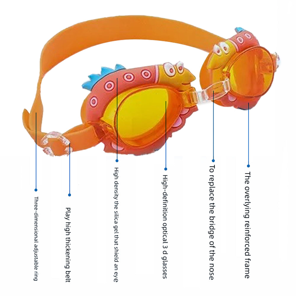 Little Surprise Box Spiky Fish Frame UV protected anti-fog unisex swimming goggles for Kids.