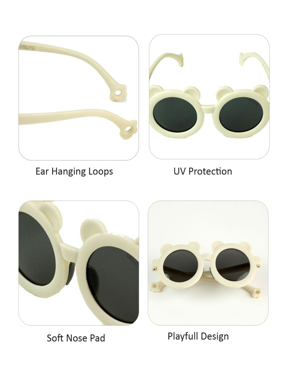 Little Surprise Box , 2d Ear Frame Anti Ultraviolet Unisex Sunglasses for Toddlers with Satin Storage Pouch