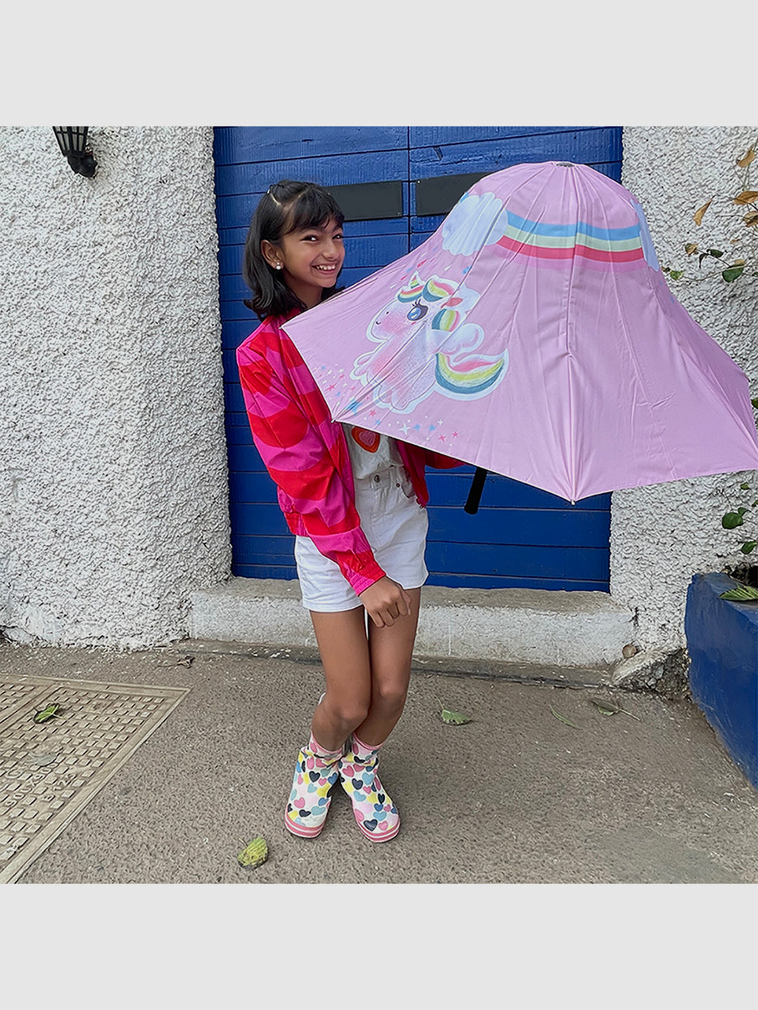 Little Surprise Box Unique Spanish Patio Style Kids Umbrella - LSB-UM-Patio-Rainbowunipink