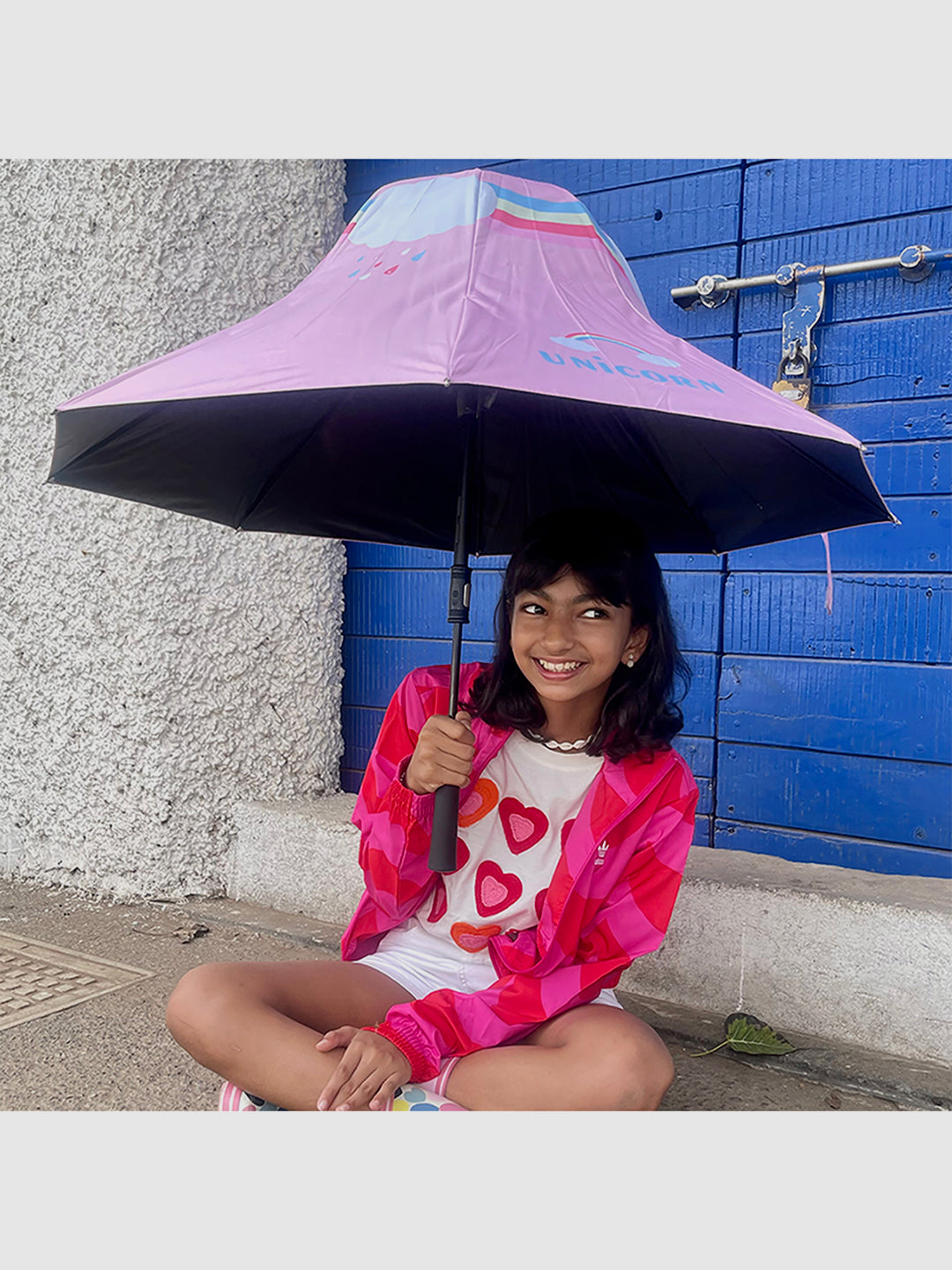 Little Surprise Box Unique Spanish Patio Style Kids Umbrella - LSB-UM-Patio-Rainbowunipink