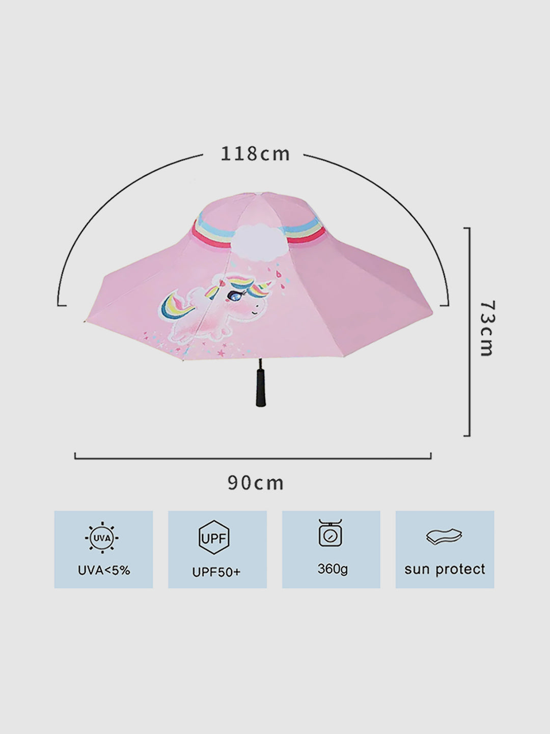 Little Surprise Box Unique Spanish Patio Style Kids Umbrella - LSB-UM-Patio-Rainbowunipink