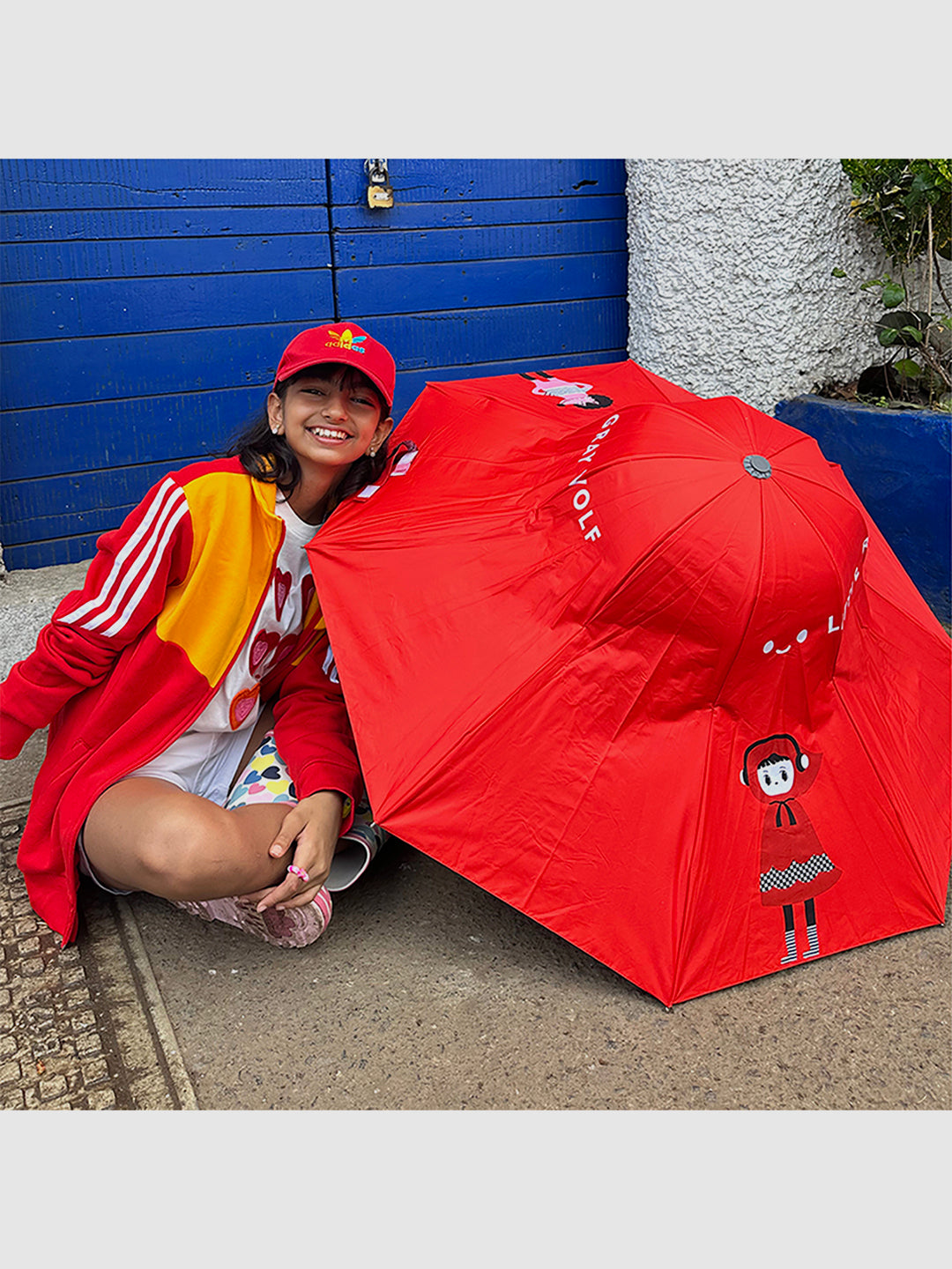 Little Surprise Box Unique Spanish Patio Style Kids Umbrella - LSB-UM-Patio-Ridinghoodred