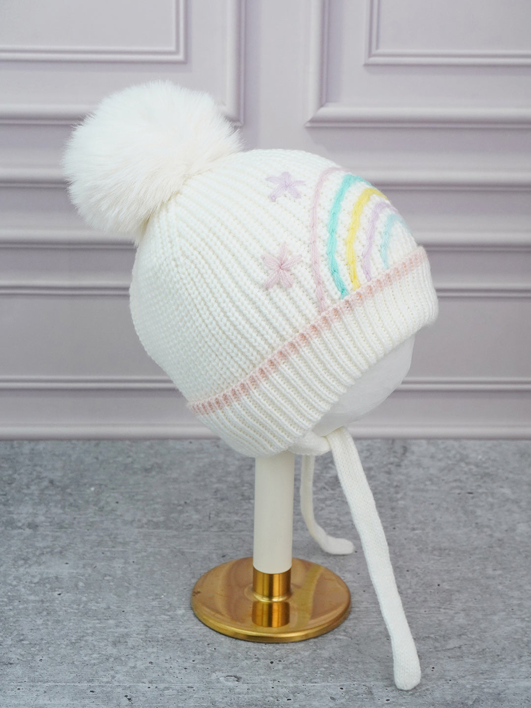 Little Surprise Box Embroidered Rainbow Knitted Woolen Winter Cap/ Beanie For Kids.