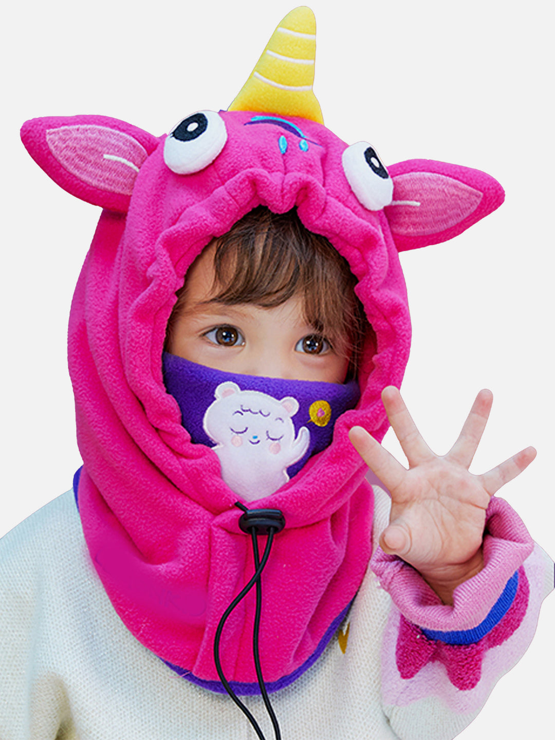 Little Surprise Box Light Pink Uni Fleece Winter Cap covering Mouth, Neck & Head for Minus degree Temperature