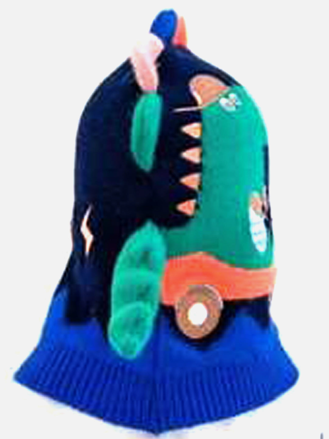 Little Surprise Box Knitted Blue Border Dino theme Winter Cap covering  Neck , Ears &Head for Minus degree Temperature.