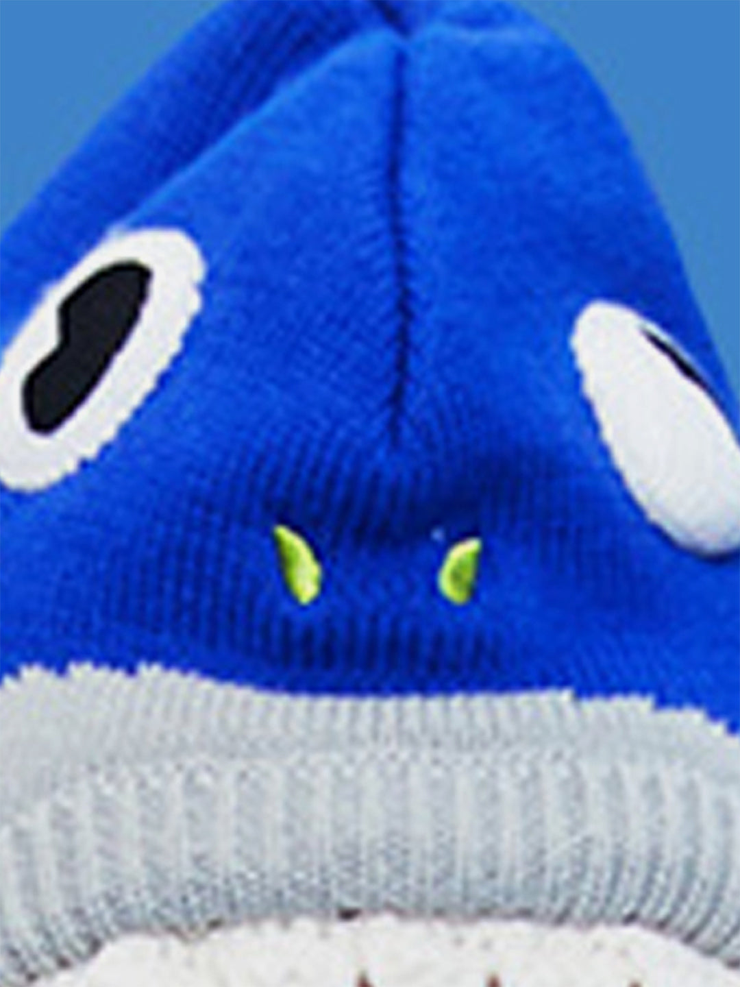 Little Surprise Box Knitted Blue Border Dino theme Winter Cap covering  Neck , Ears &Head for Minus degree Temperature.