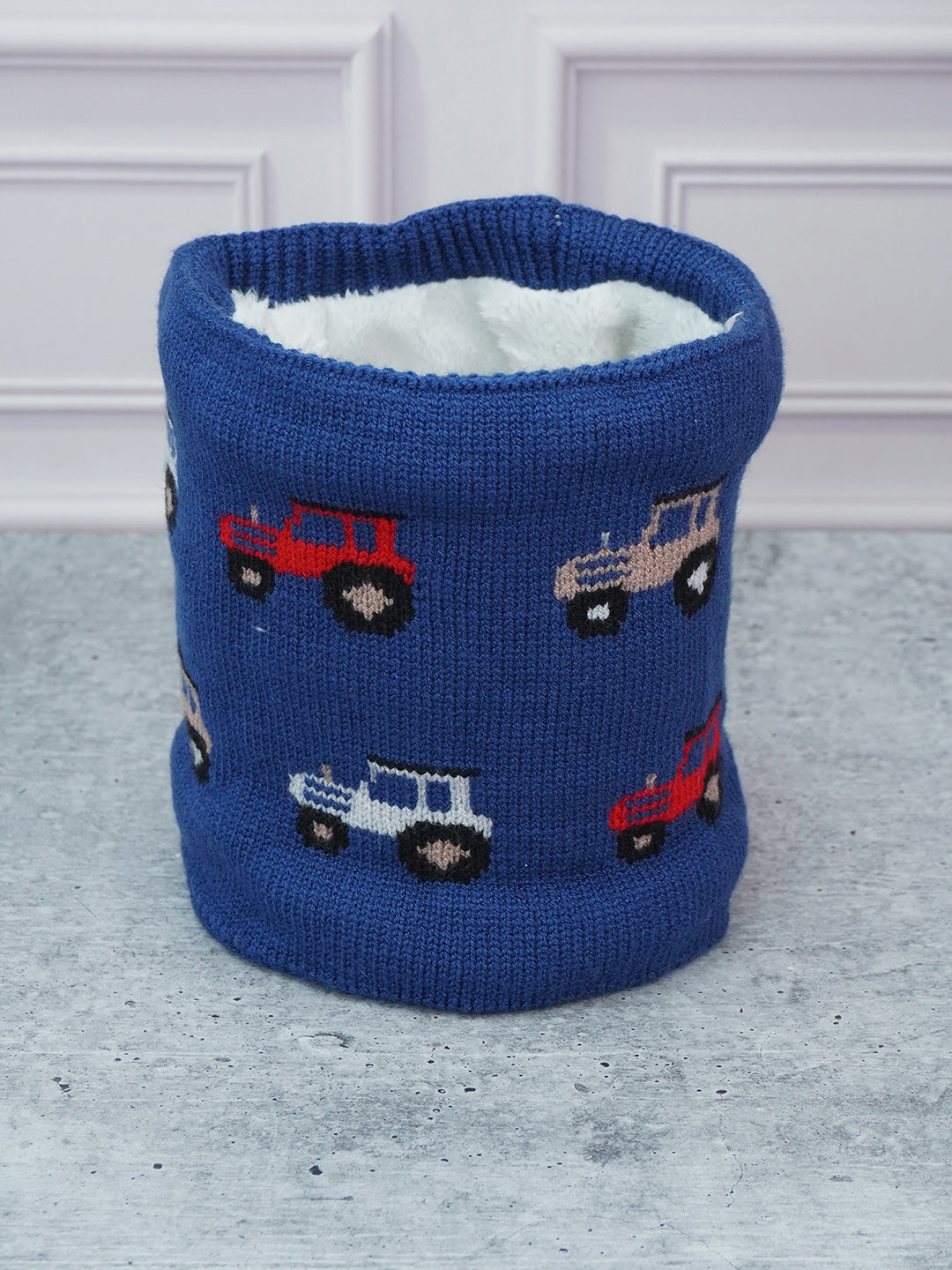 Little Surprise Box 2Pcs Cars Themed Winter Cap With Neck Cuff Style Muffler For Kids