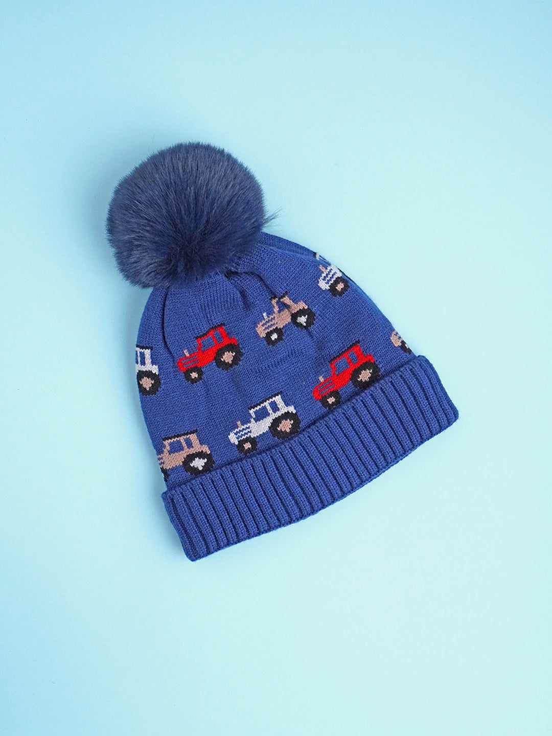 Little Surprise Box 2Pcs Cars Themed Winter Cap With Neck Cuff Style Muffler For Kids