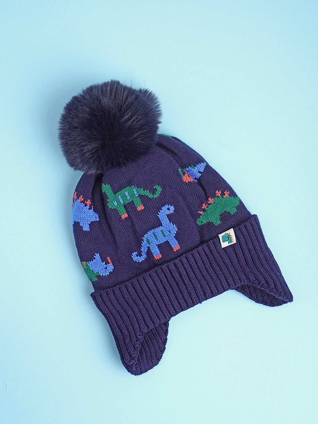 Little Surprise Box 2Pcs Party Dino Themed Beanie Winter Cap Neck Muffler For Kids