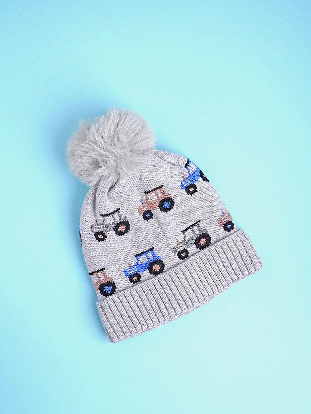 Little Surprise Box 2Pcs Cars Themed Winter Cap With Neck Cuff Style Muffler For Kids