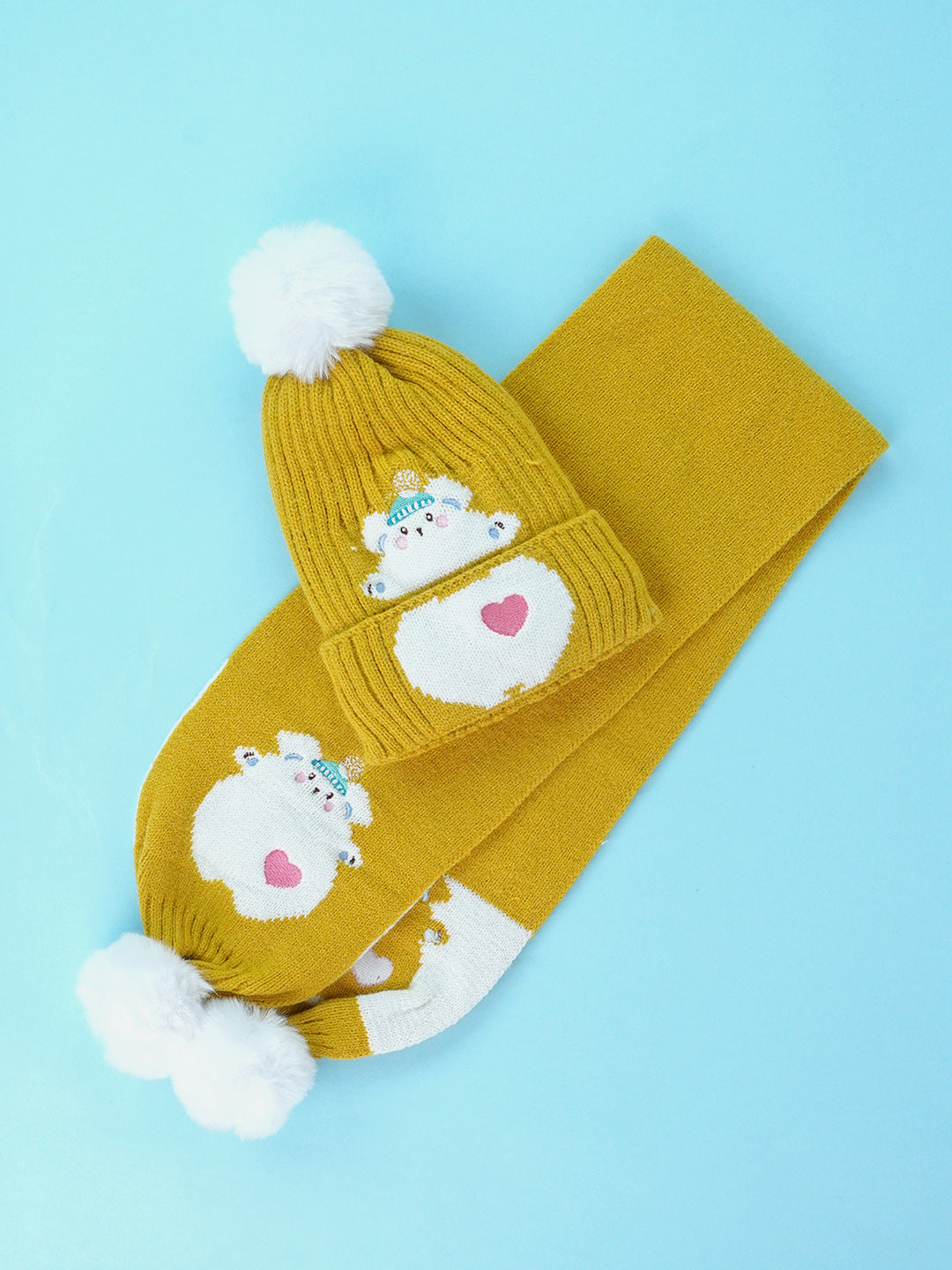 Little Surprise Box 2Pcs Dino Winter Cap Long Style Neck Mufflers For Kids