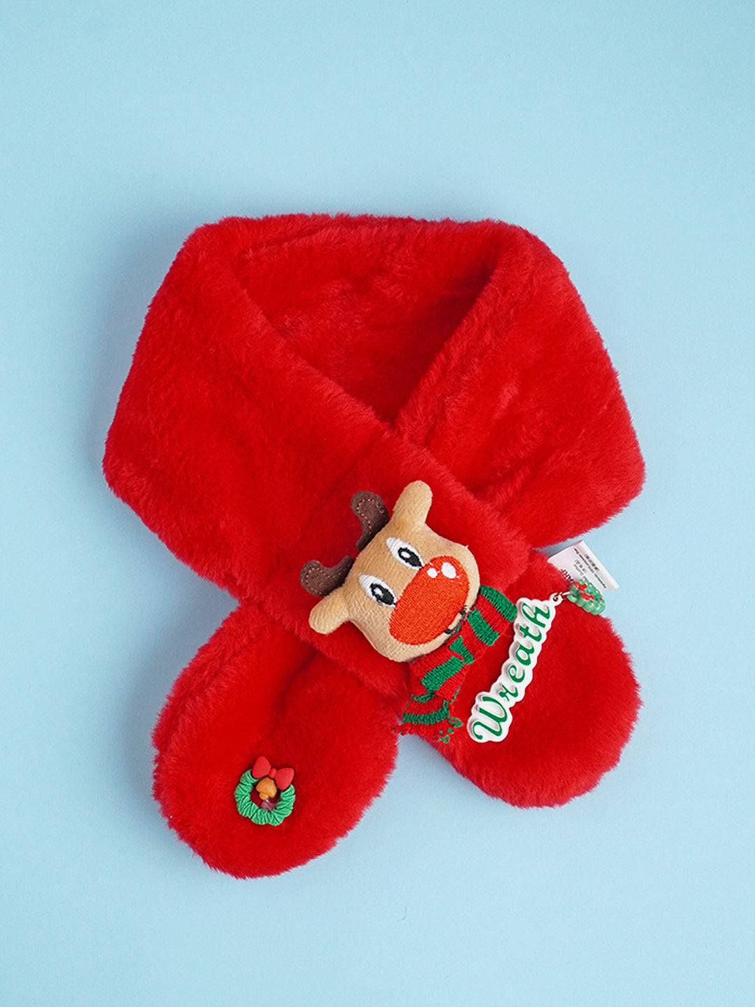 Little Surprise Box 2Pcs Red Reindeer Themed Winter Cap Beanie With Matching Long Style Neck Muffler