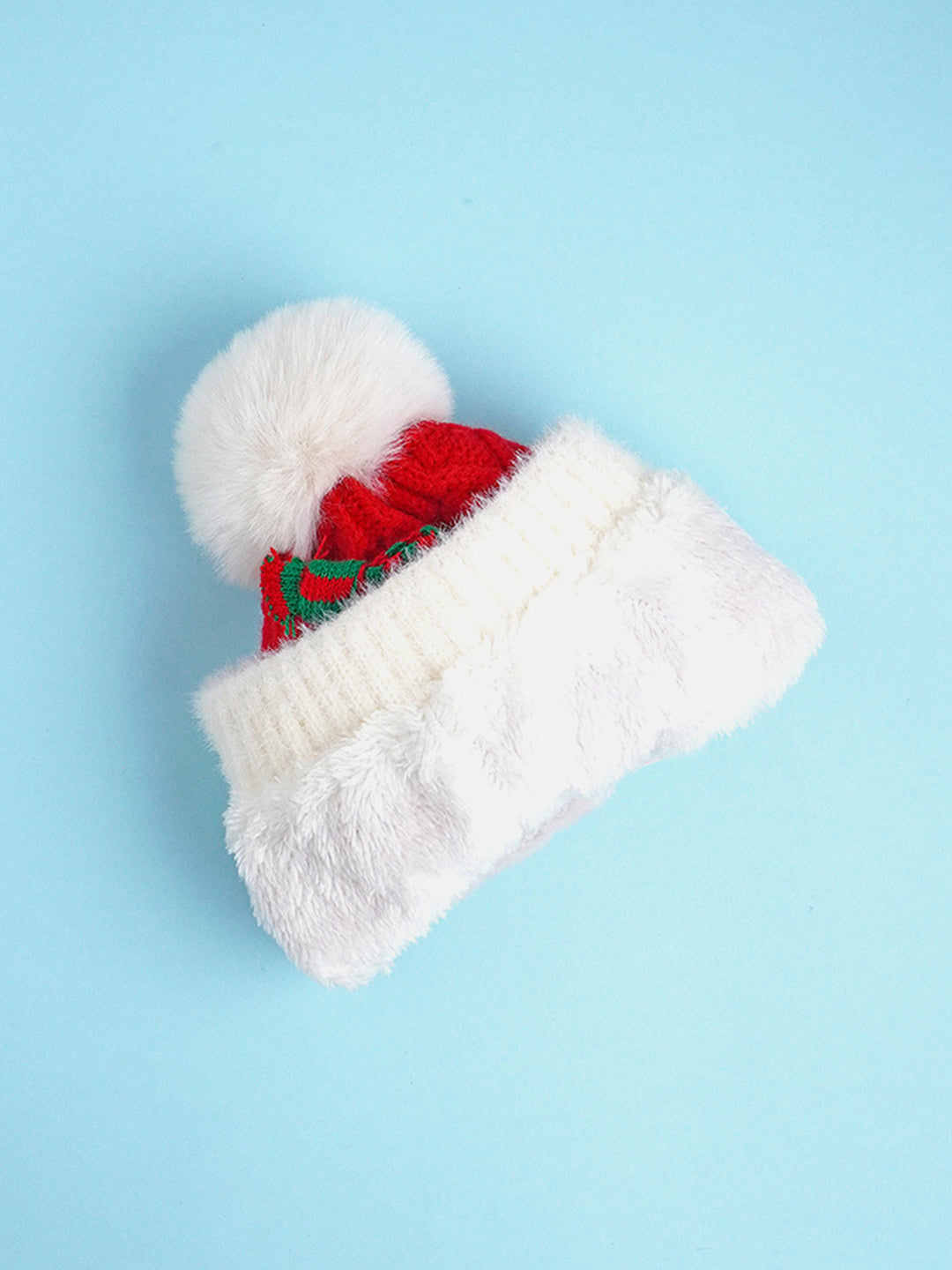 Little Surprise Box 2Pcs Red Reindeer Themed Winter Cap Beanie With Matching Long Style Neck Muffler