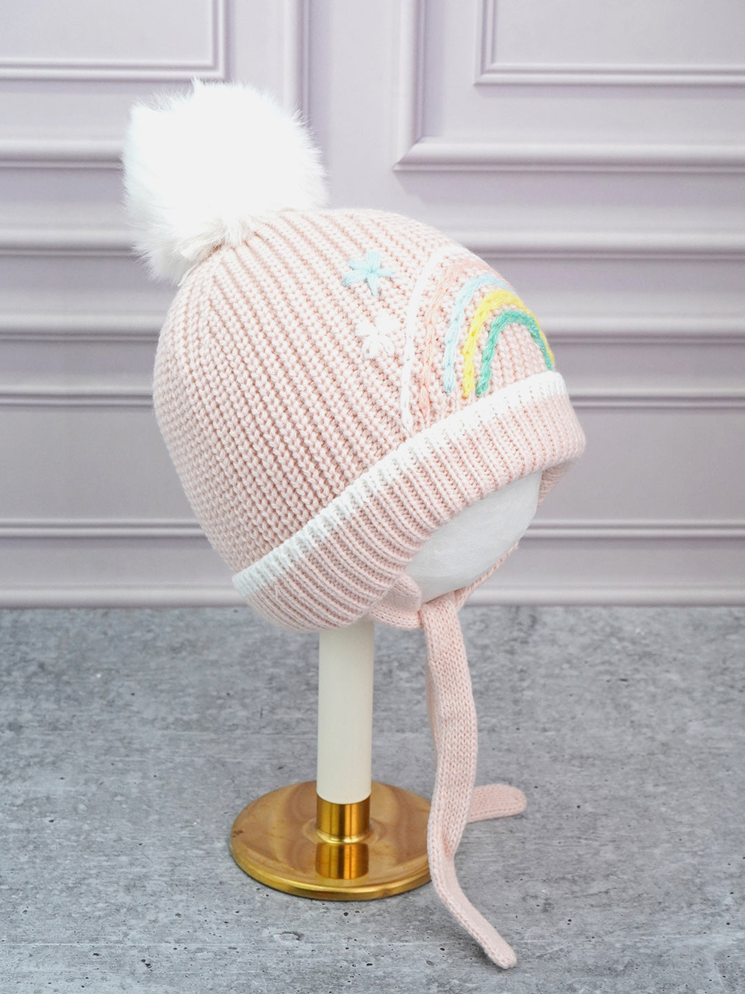 Little Surprise Box Embroidered Rainbow Knitted Woolen Winter Cap/ Beanie For Kids.