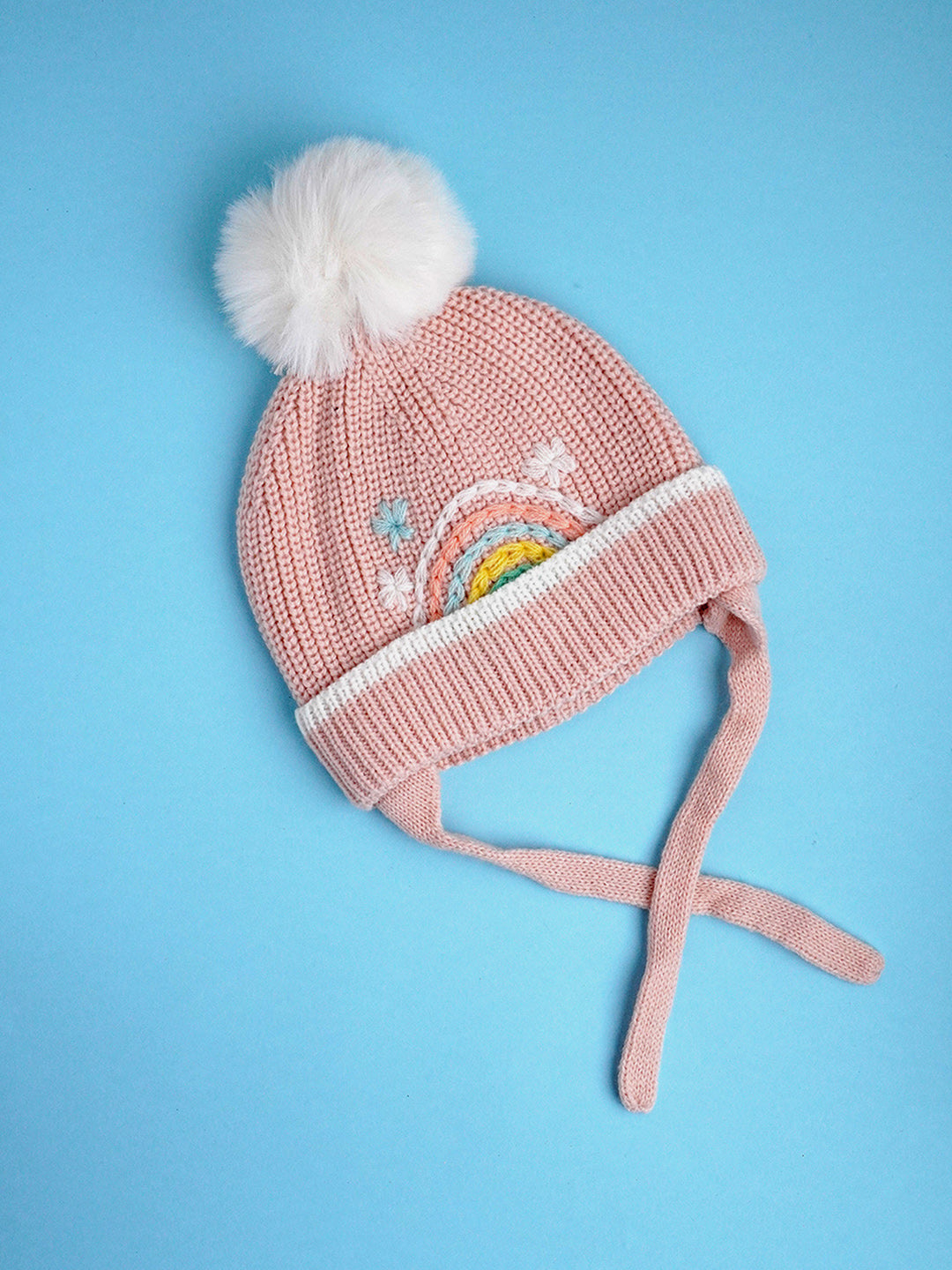 Little Surprise Box Embroidered Rainbow Knitted Woolen Winter Cap/ Beanie For Kids.