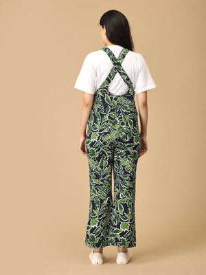 Back view of The Mom Store Lush Rush Maternity Dungaree with cross-back straps.