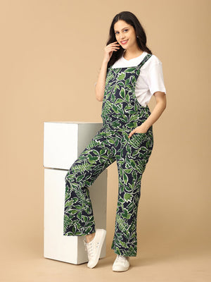 Side pose of pregnant woman in The Mom Store Lush Rush Maternity Dungaree